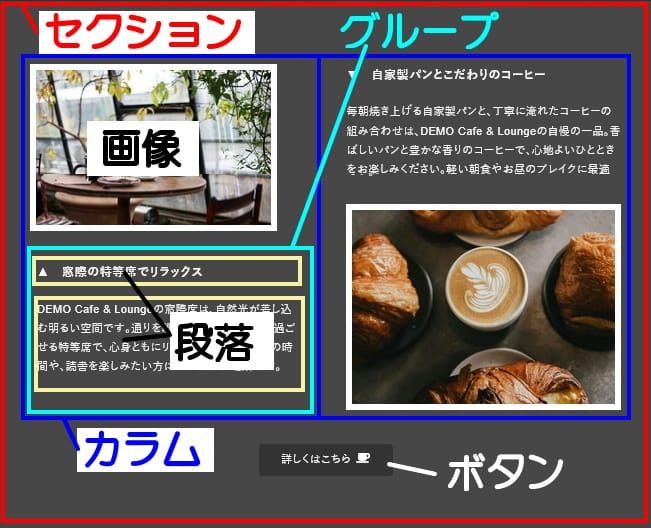 カフェサイト　店舗イメージ紹介エリア