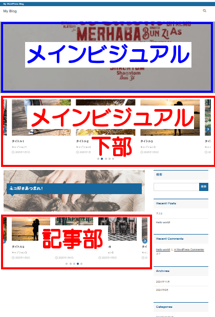 XWRITEのトップページにカルーセルを設置した例